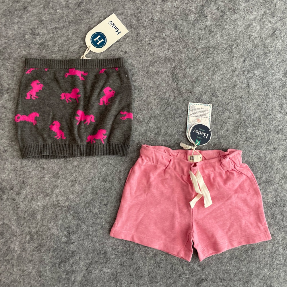 1 Pair of Pink Shorts, 1 Spring Sweater Skirt, Hayley brand Girls Size 3T, NWT’s